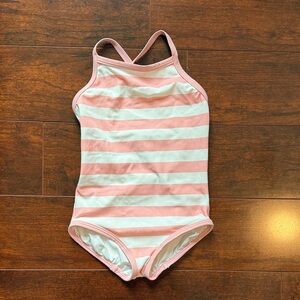 Hanna Andersson White Swim Top with Pink Trim